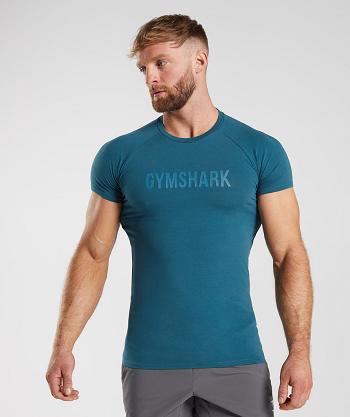 T Shirts Męskie Gymshark Apollo Niebieskie | PL 3881ZUT